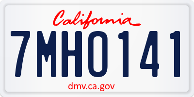 CA license plate 7MHO141
