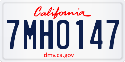 CA license plate 7MHO147
