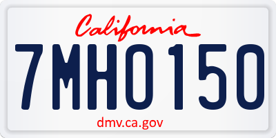 CA license plate 7MHO150