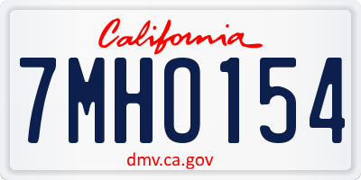 CA license plate 7MHO154