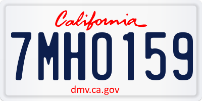 CA license plate 7MHO159