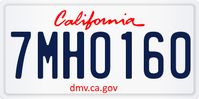 CA license plate 7MHO160