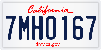 CA license plate 7MHO167