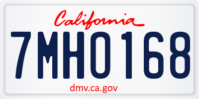 CA license plate 7MHO168