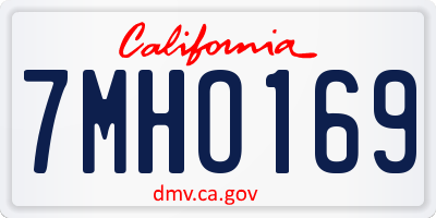 CA license plate 7MHO169