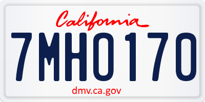 CA license plate 7MHO170