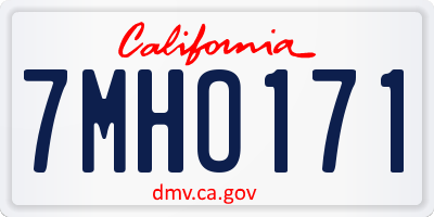 CA license plate 7MHO171