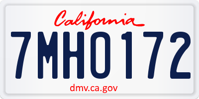 CA license plate 7MHO172