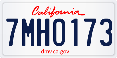 CA license plate 7MHO173