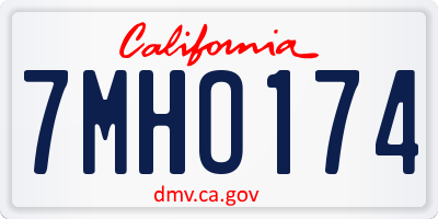 CA license plate 7MHO174