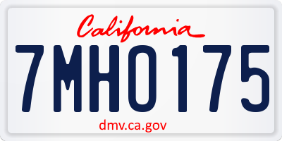 CA license plate 7MHO175