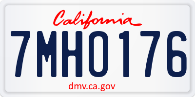 CA license plate 7MHO176