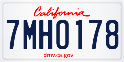 CA license plate 7MHO178