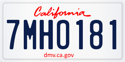 CA license plate 7MHO181