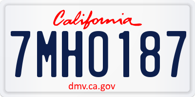 CA license plate 7MHO187