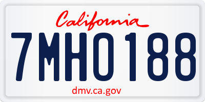 CA license plate 7MHO188
