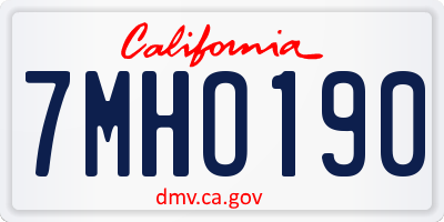 CA license plate 7MHO190