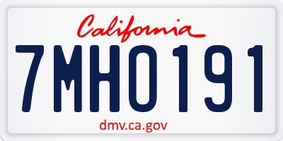 CA license plate 7MHO191