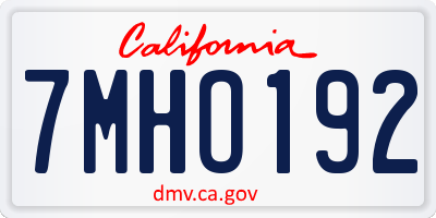 CA license plate 7MHO192