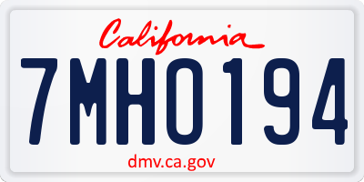 CA license plate 7MHO194