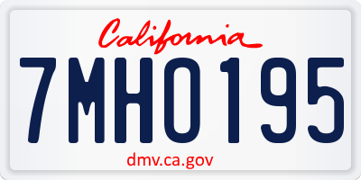 CA license plate 7MHO195