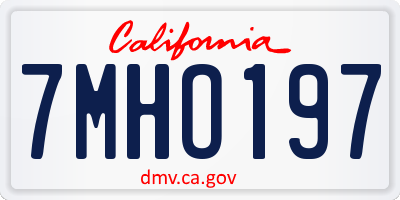 CA license plate 7MHO197