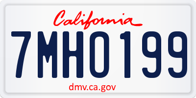 CA license plate 7MHO199