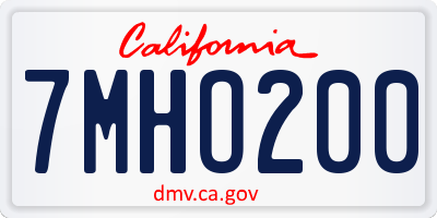 CA license plate 7MHO200