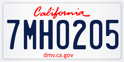 CA license plate 7MHO205