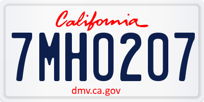 CA license plate 7MHO207