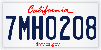 CA license plate 7MHO208