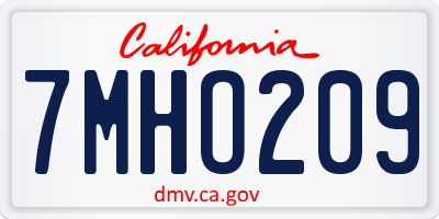 CA license plate 7MHO209