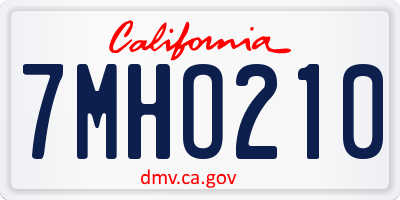 CA license plate 7MHO210
