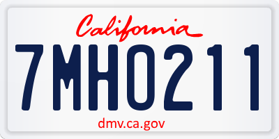 CA license plate 7MHO211