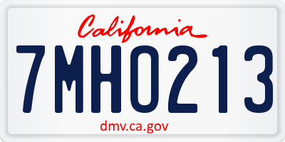 CA license plate 7MHO213