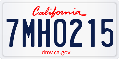 CA license plate 7MHO215