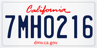 CA license plate 7MHO216