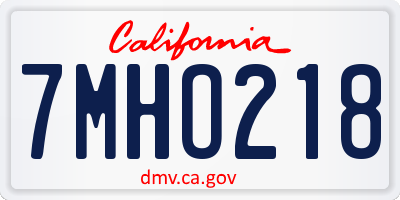 CA license plate 7MHO218