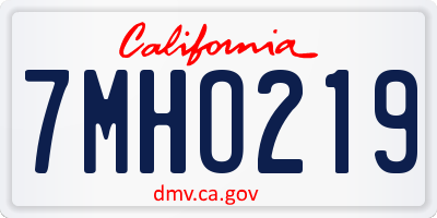 CA license plate 7MHO219
