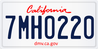 CA license plate 7MHO220