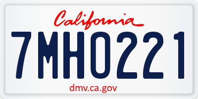CA license plate 7MHO221