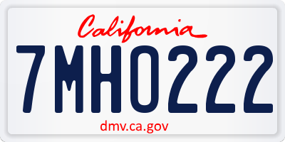 CA license plate 7MHO222