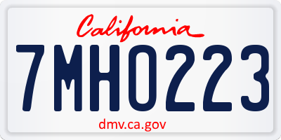 CA license plate 7MHO223