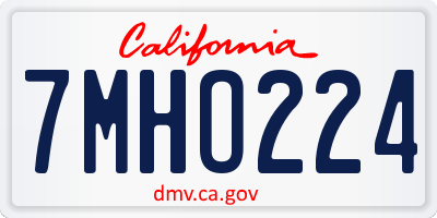 CA license plate 7MHO224