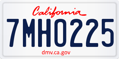 CA license plate 7MHO225