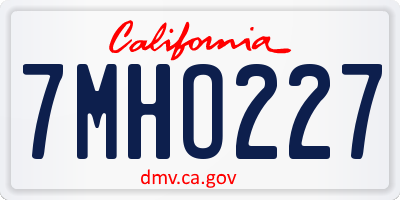 CA license plate 7MHO227
