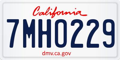 CA license plate 7MHO229