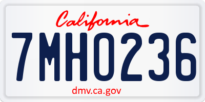 CA license plate 7MHO236