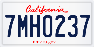 CA license plate 7MHO237