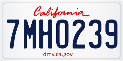 CA license plate 7MHO239